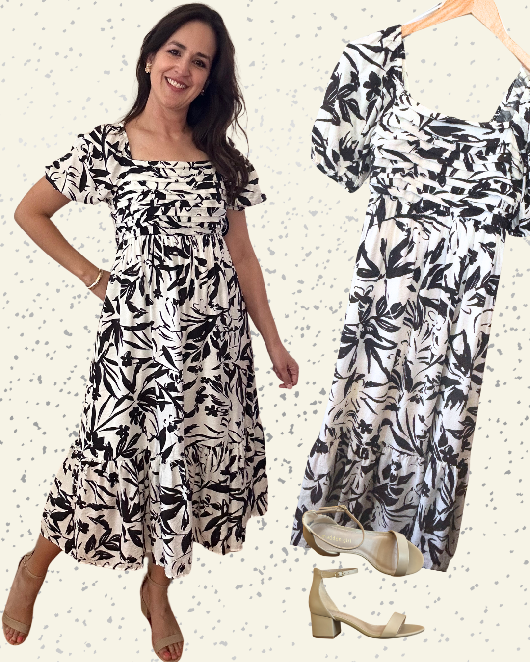 Bethany Midi Dress | Black + Cream