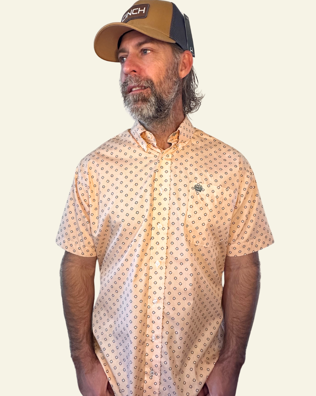 Cinch Stripe Short Sleeve| Regular Fit | Orange Print