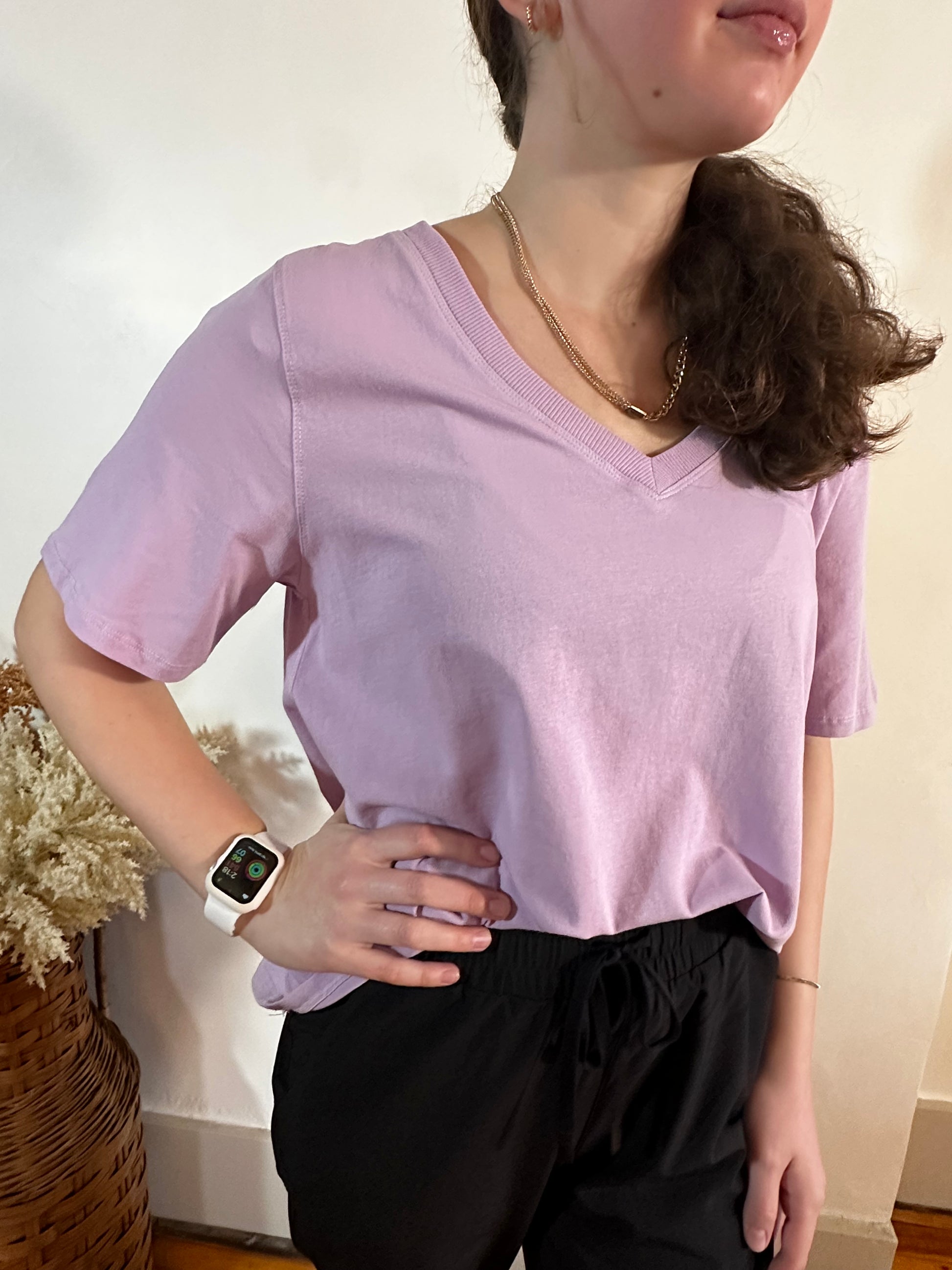 Pima Cotton Blend V-Neck Tee