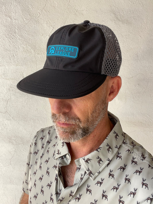 Explore League | Black Gray Cap 935| Blue PVC Patch