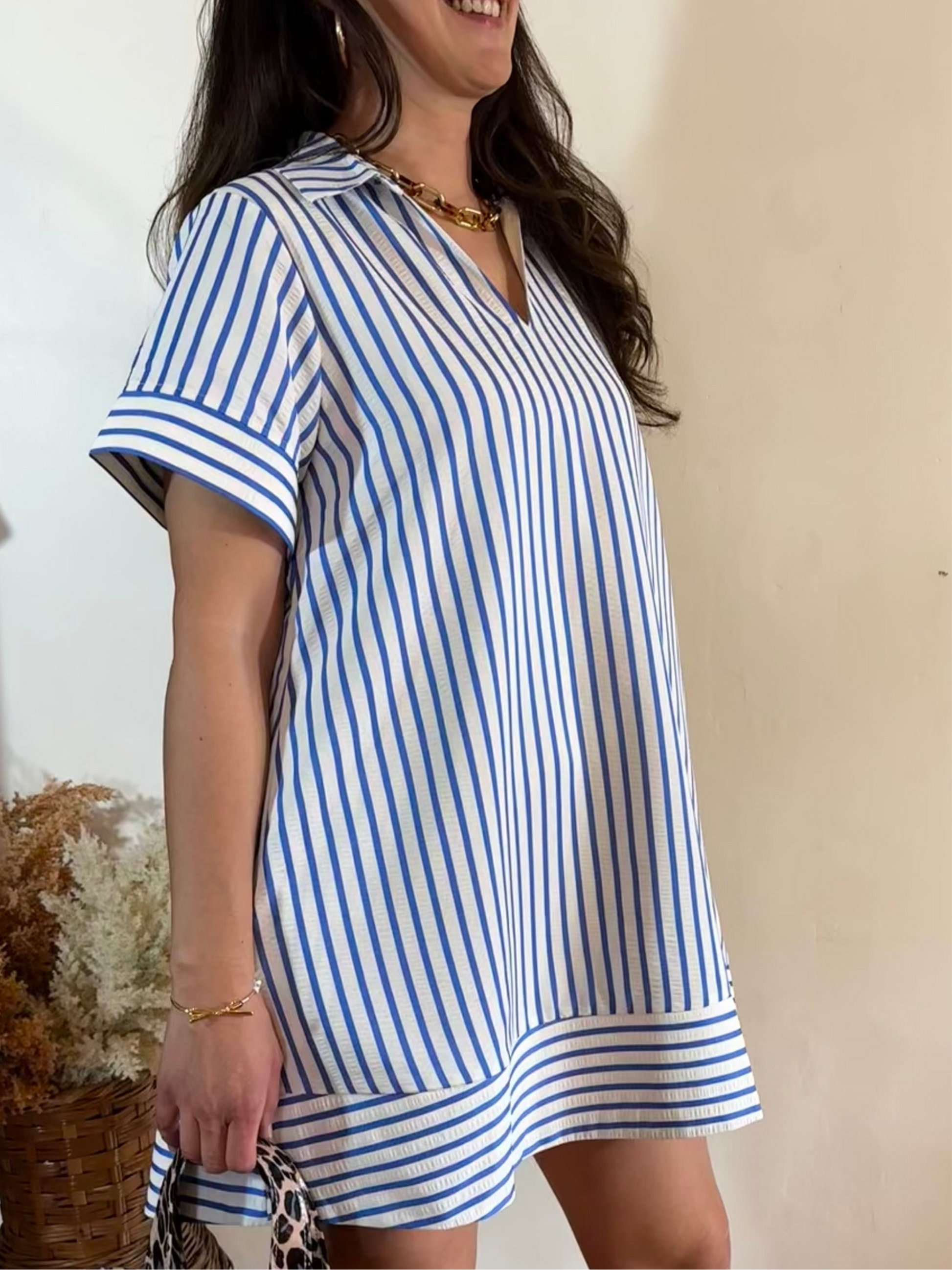Short Dress | Blue Stripe