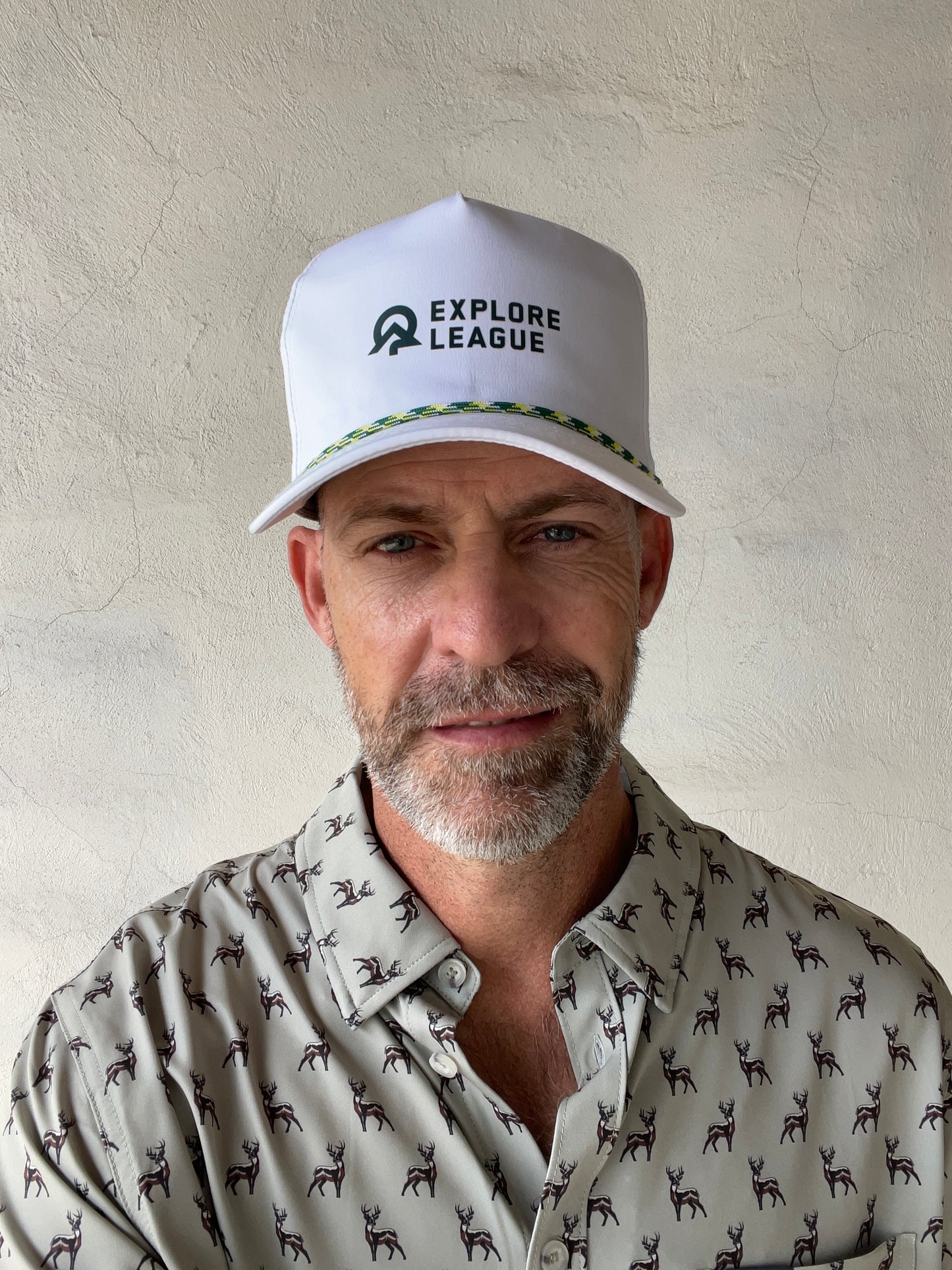 Explore League | White Cap | Green Symbol & Name Front