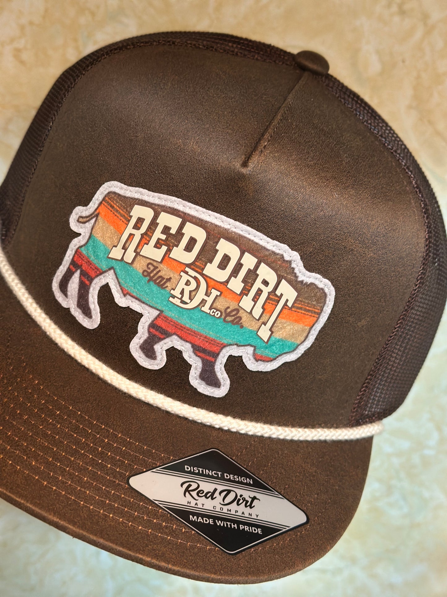 Red Dirt Hat - Rustic Bison | Leathered Brown/Brown (5 panel)