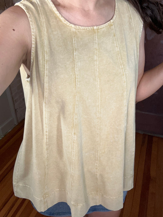 Mineral Washed Sleeveless Top | Dandelion Yellow