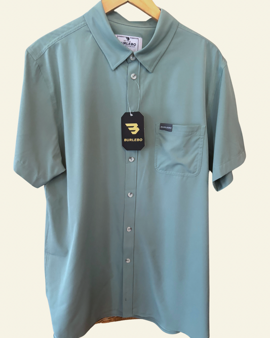 Burlebo | Performance Button Up |Ocean Swell