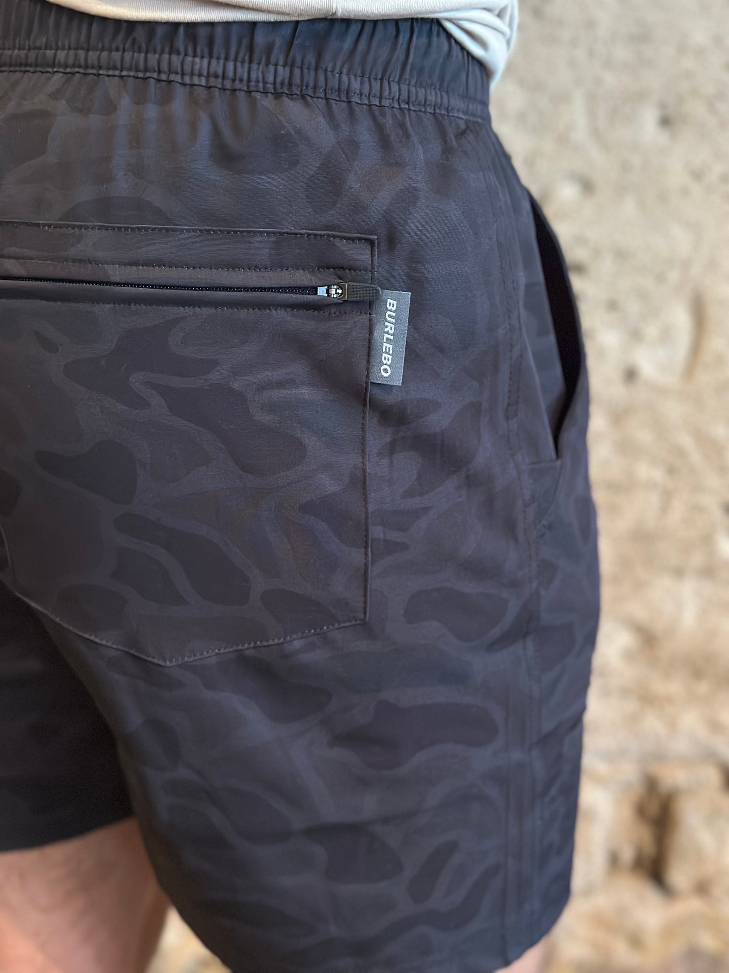 Burlebo | Athletic Short | Black Camo Black Liner 7" The Original