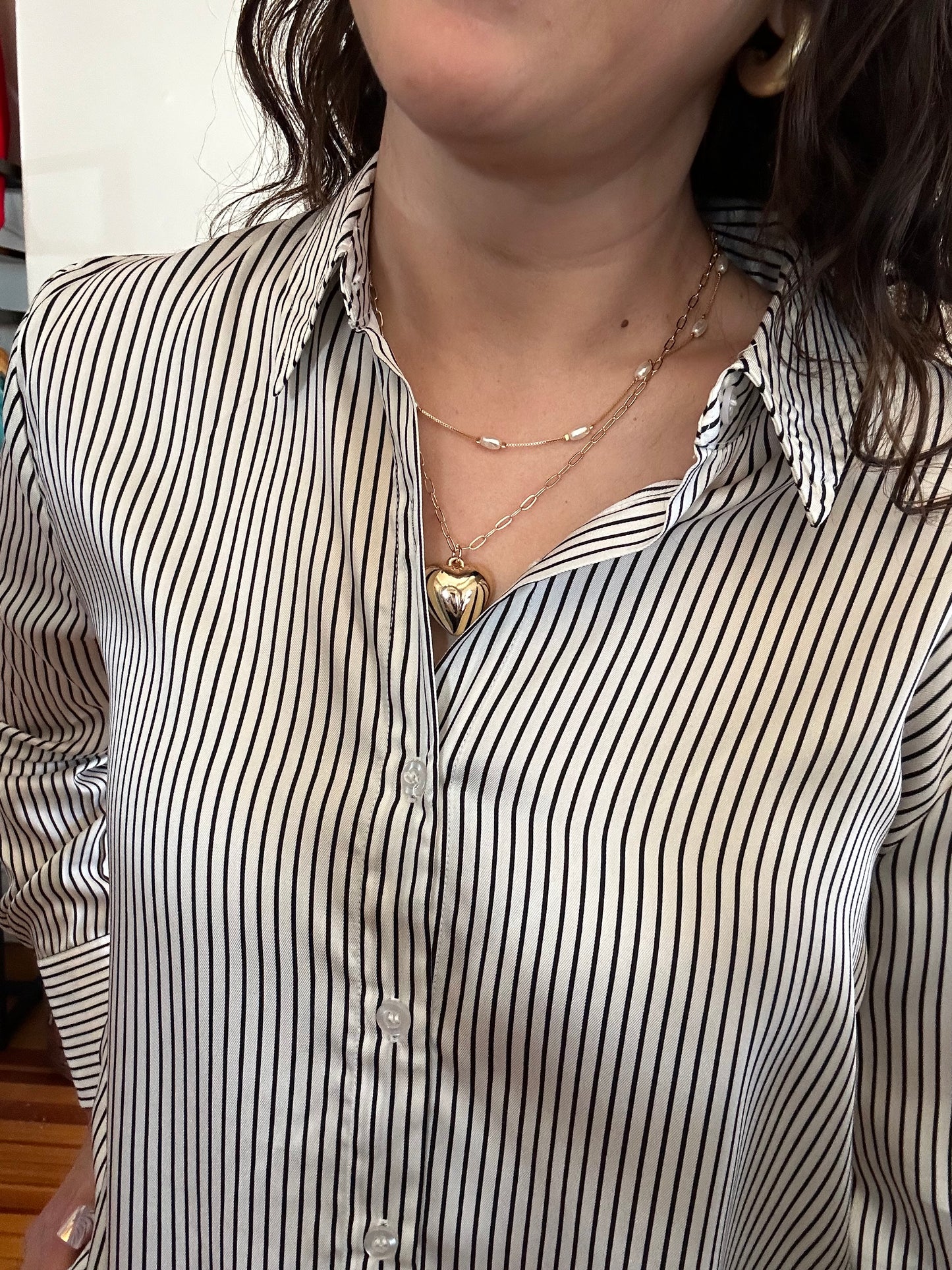 Black Pinstripe Button Down | Ivory