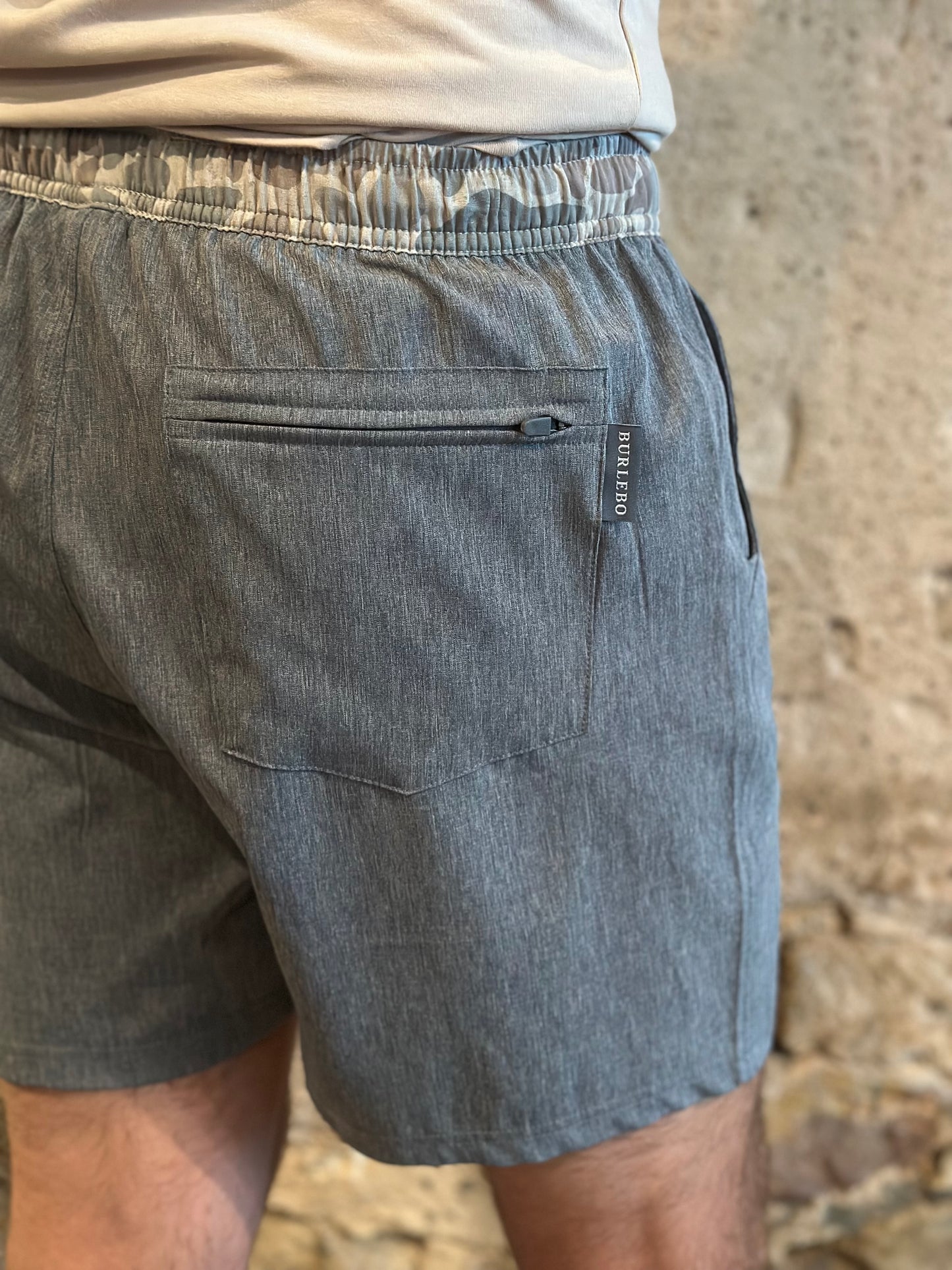 Burlebo | Athletic Shorts | Grizzly Gray + Classic Deer Camo Liner