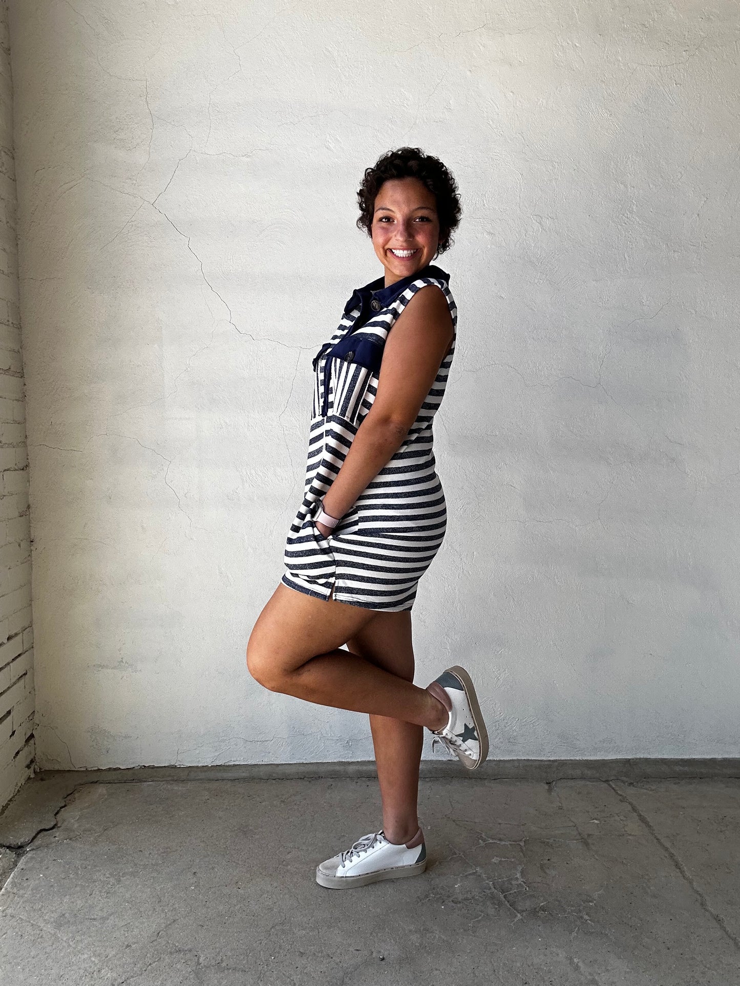 Sail Away Romper | Navy + Ivory