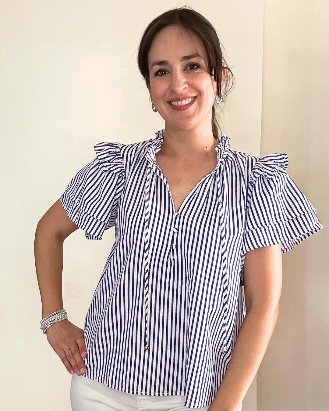 Daphne Short Sleeve Top | Navy