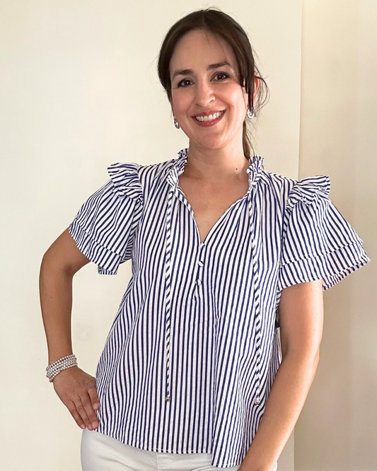 Daphne Short Sleeve Top | Navy