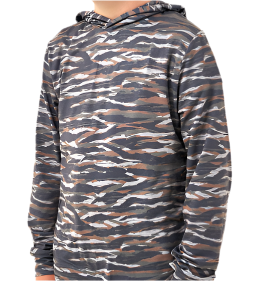 Burlebo | YOUTH Performance Hoodie | Tiger Stripe Camo - Wetland