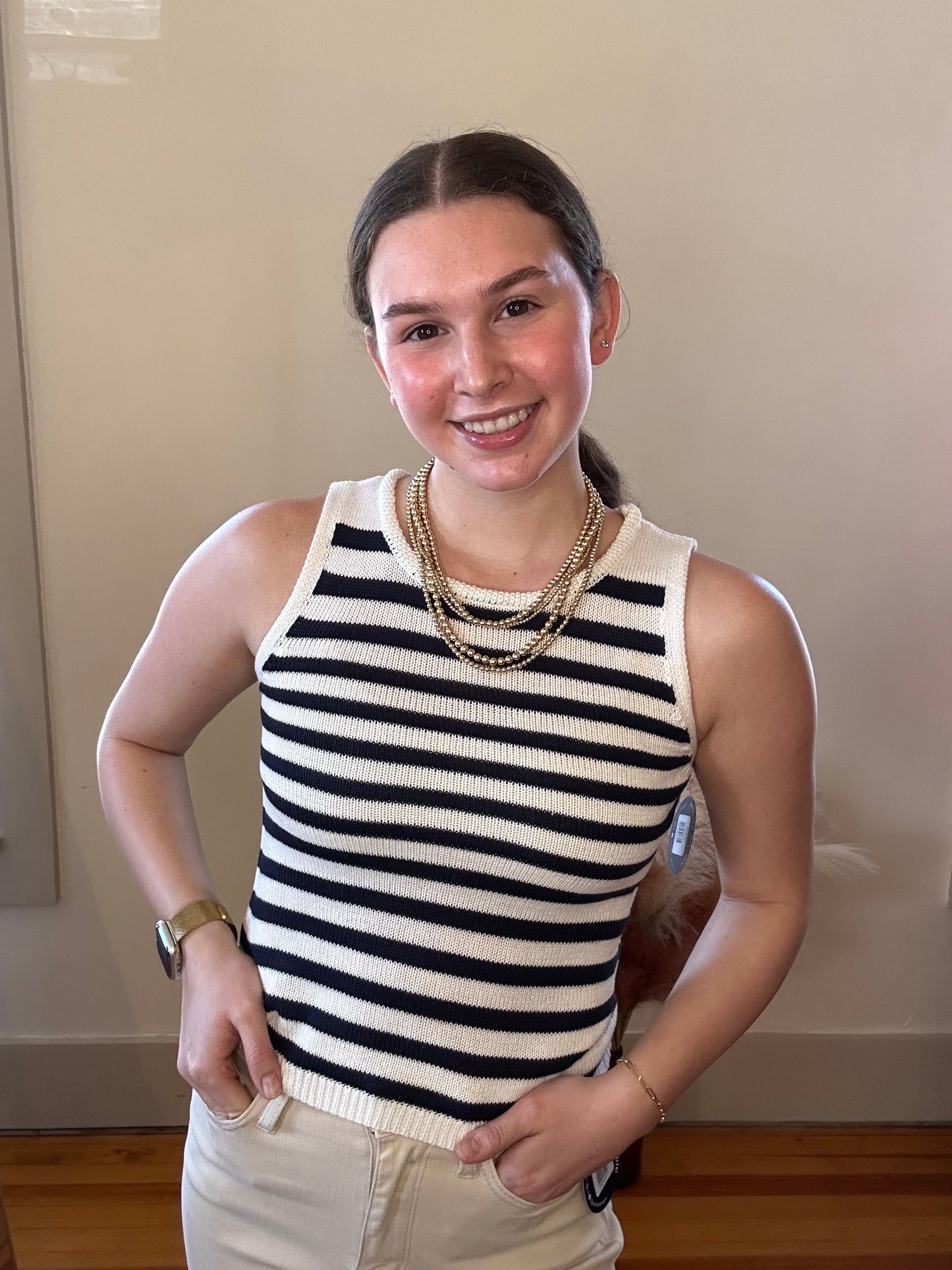All Aboard Knit Crop Top | Navy + Cream