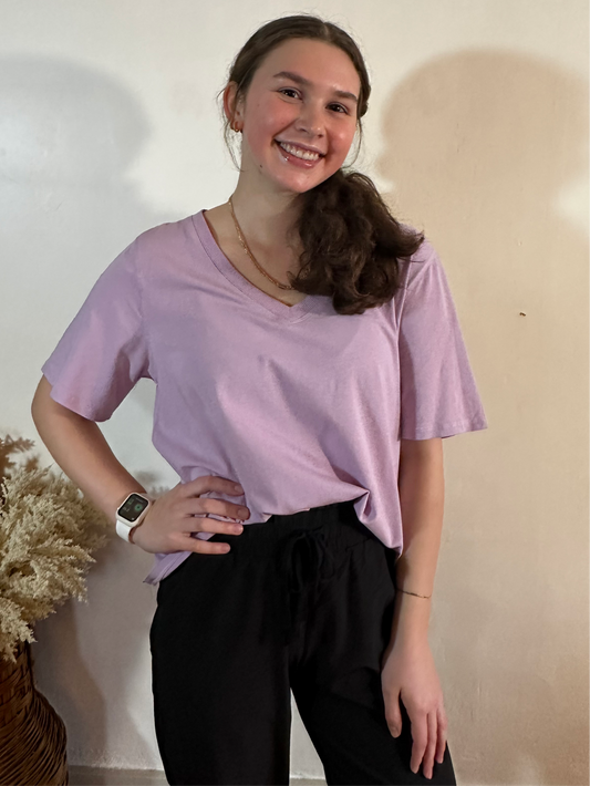 Pima Cotton Blend V-Neck Tee