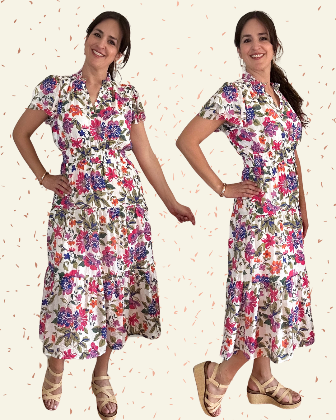 Viviana Midi Tee Dress | Navy + Pink