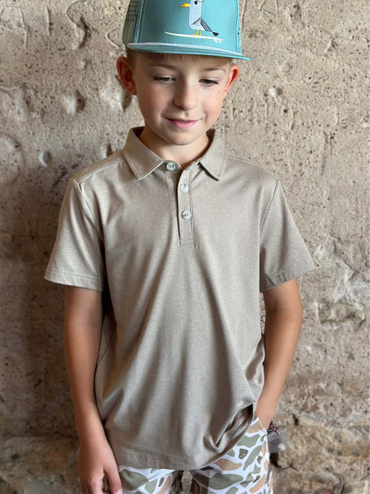 Burlebo | YOUTH Performance Polo | Heather Khaki