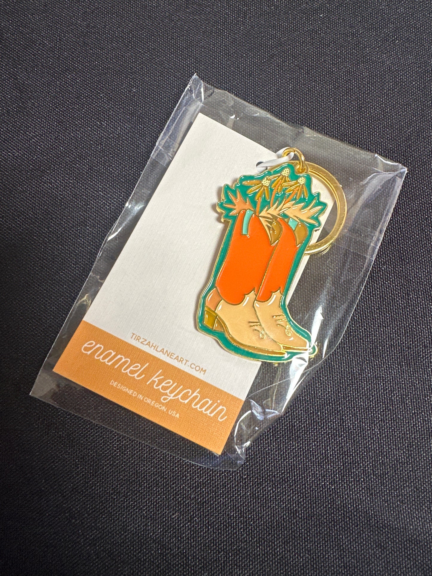 Keychain | Western Peach Daisy Cowboy Boot