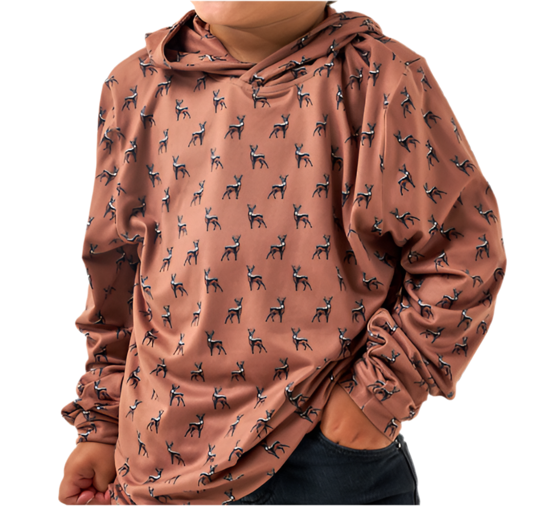 Burlebo | YOUTH Performance Hoodie | Whtietail Deer - Brown