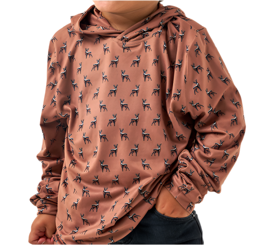 Burlebo | YOUTH Performance Hoodie | Whtietail Deer - Brown
