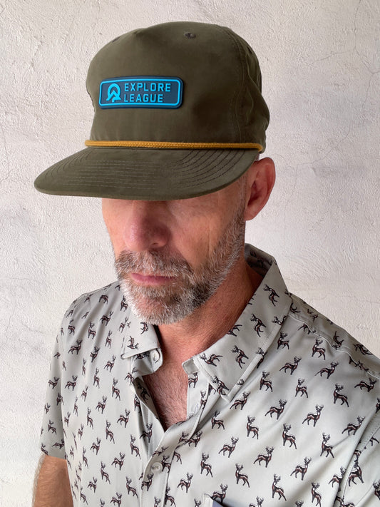 Explore League | Army Green Gold Cap 256 | Blue PVC Patch