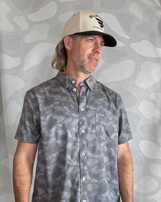 Burlebo | Performance Button Up |Stone Camo