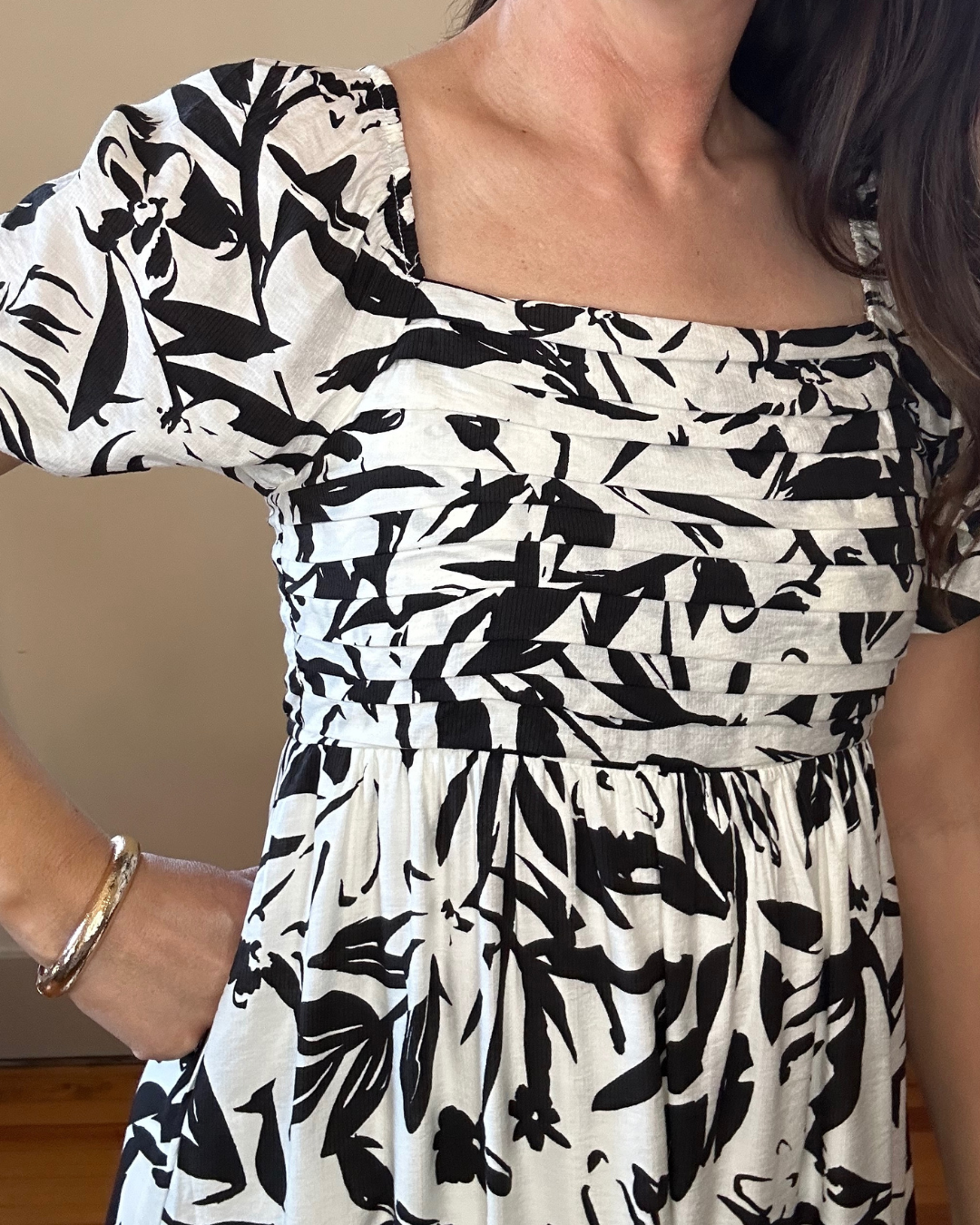 Bethany Midi Dress | Black + Cream