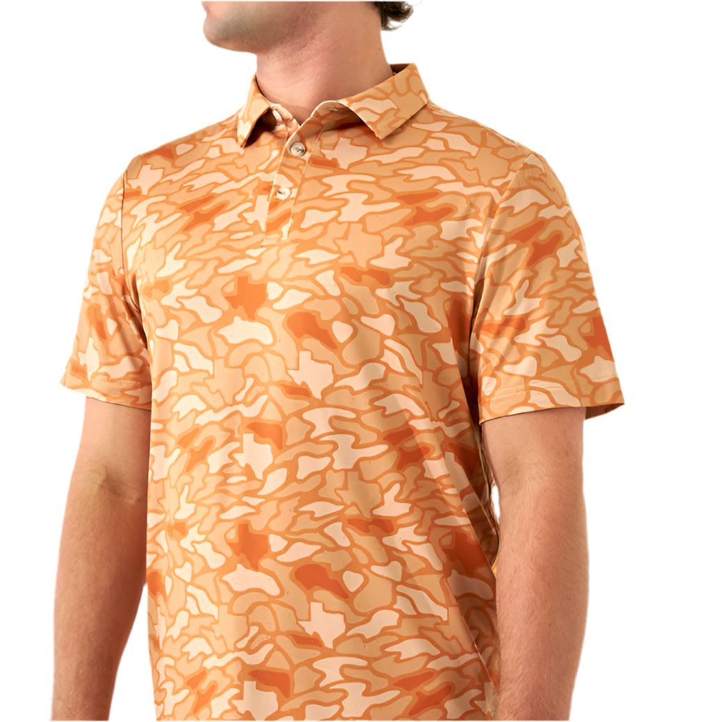 Burlebo | Performance Polo | Orange Texas Camo