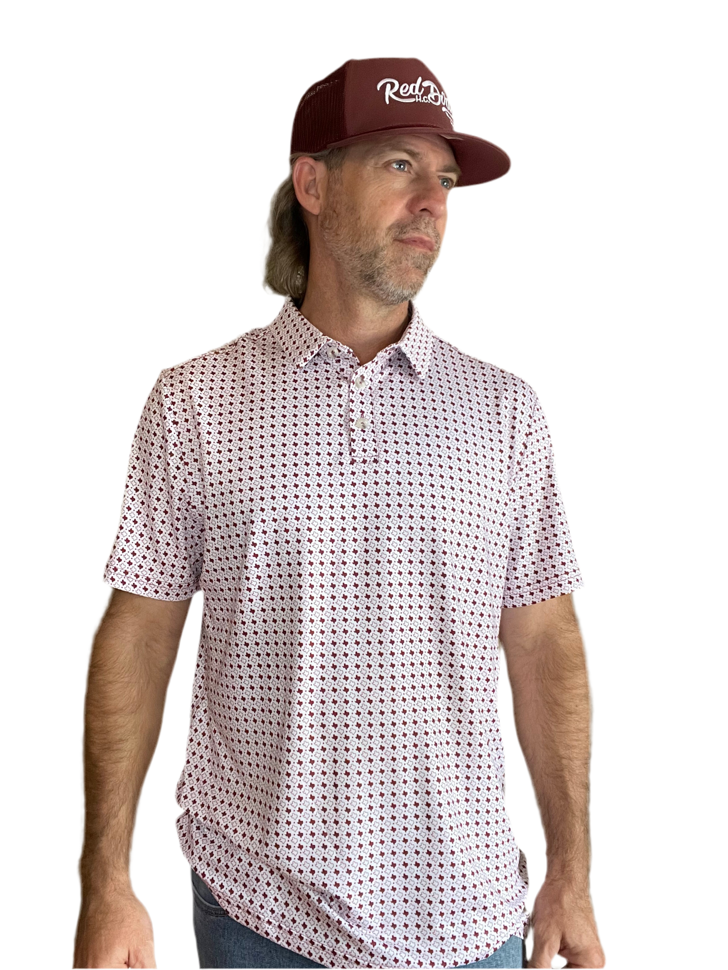 Burlebo | Performance Polo | Texas White And Maroon