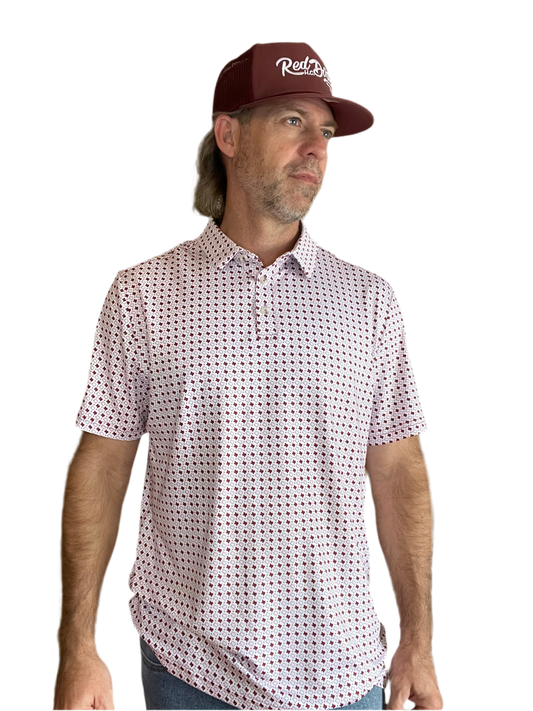 Burlebo | Performance Polo | Texas White And Maroon