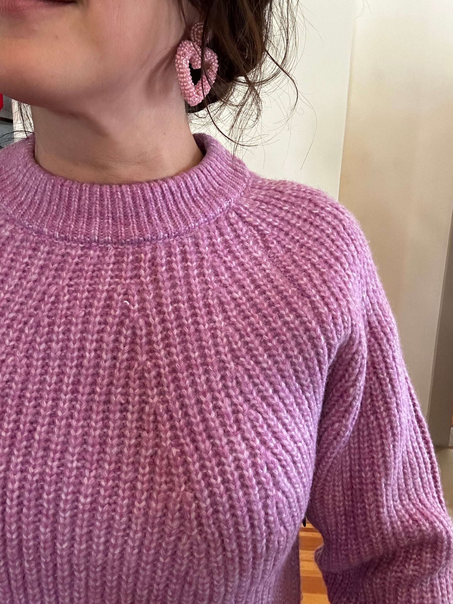 Basic Round Neck Sweater | Light Purple