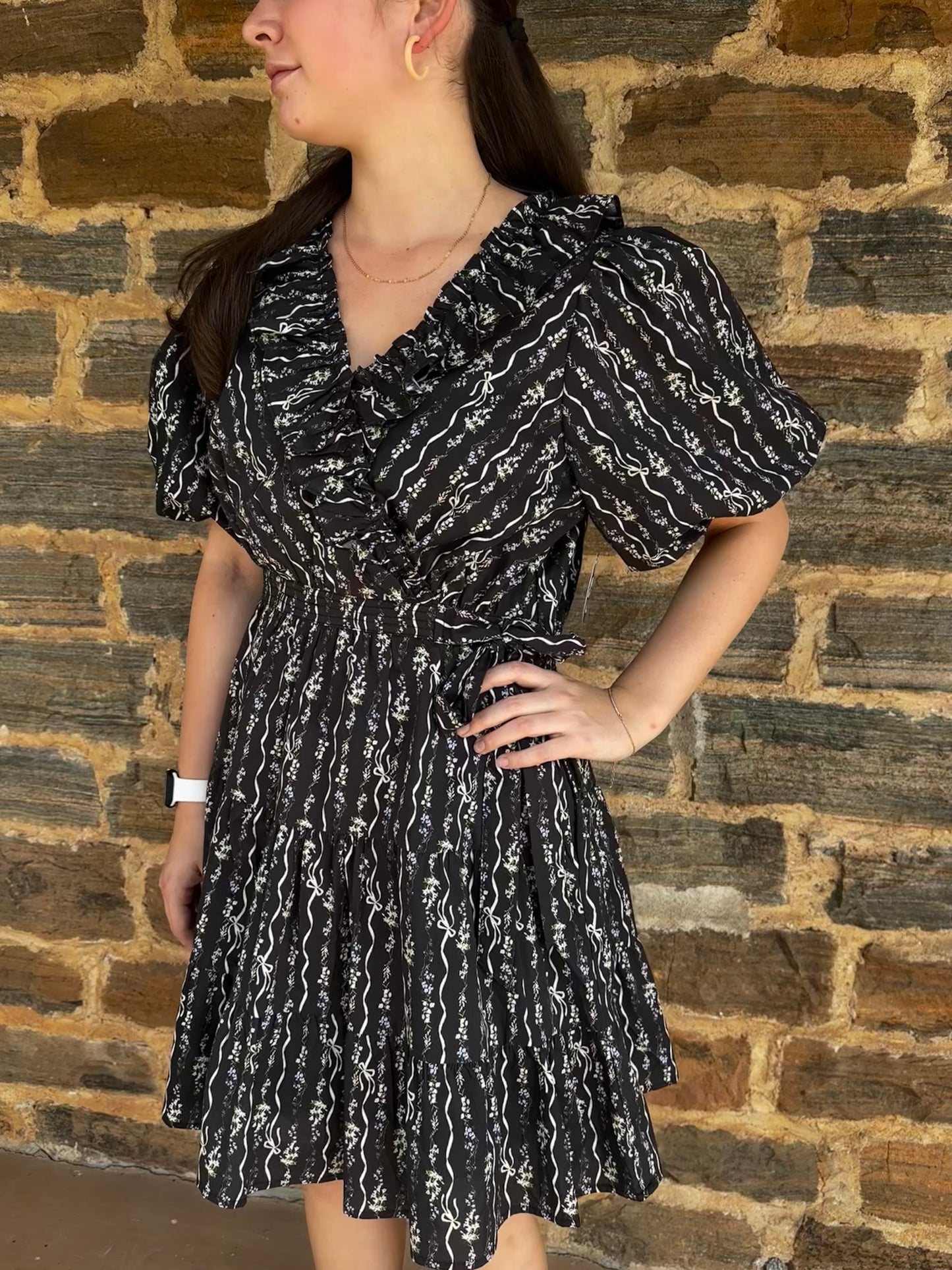 Dainty Bow Mini Dress | Dark Chocolate
