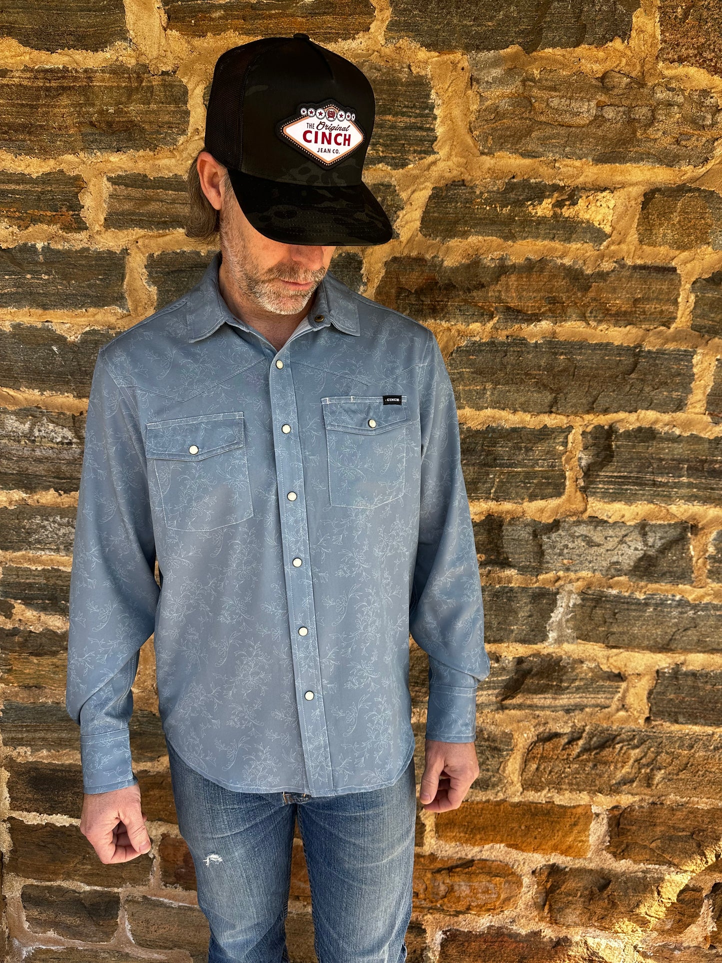 Men's Long Sleeve Pearl Snap
