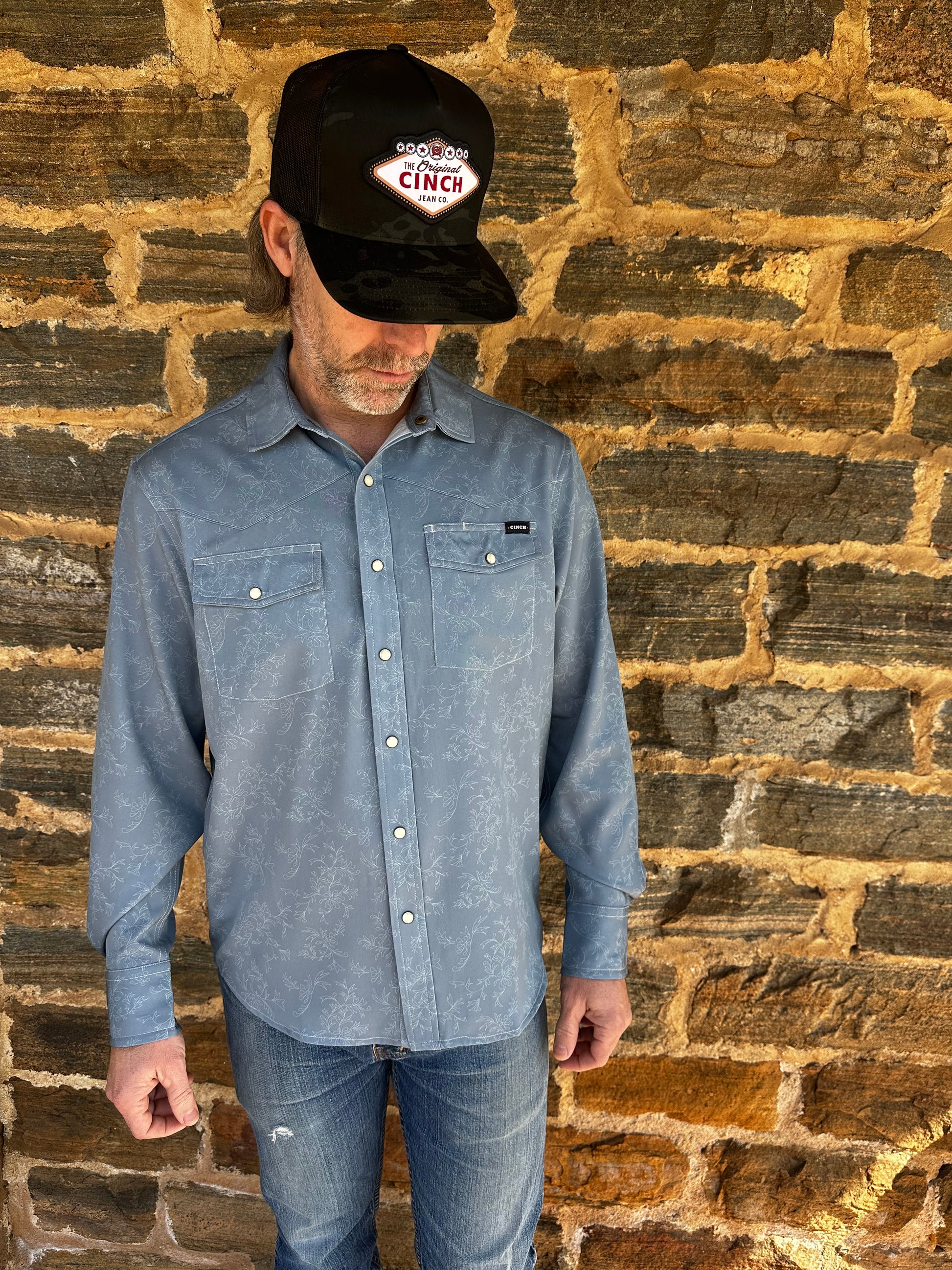 Men's Long Sleeve Pearl Snap