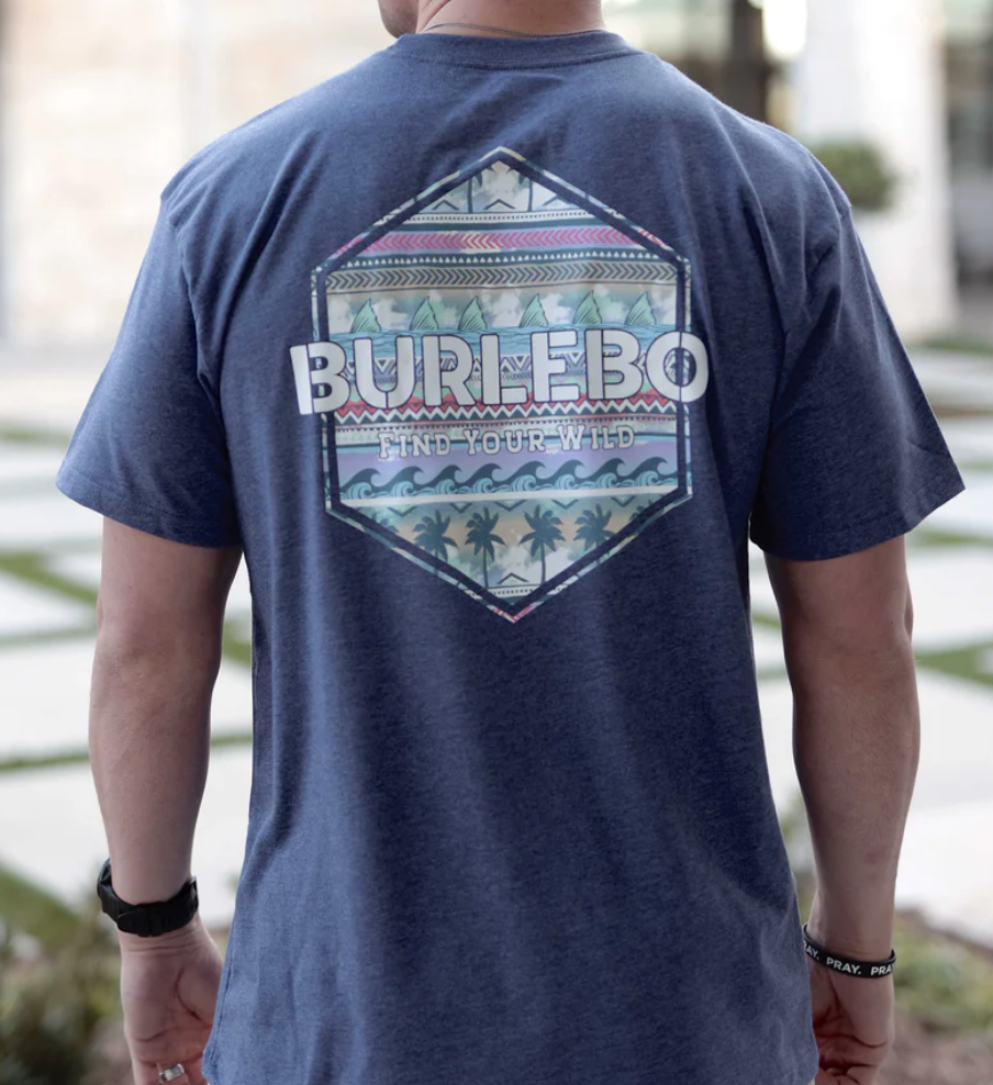 Burlebo | Palms and Fins Logo Tee | Heather Navy