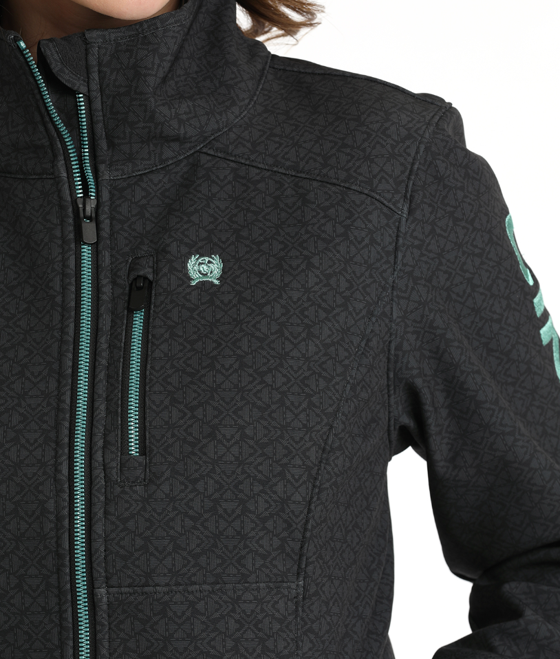CINCH | Women's Bonded Conceal & Carry Jacket | Printed Black + Turquoise Detail