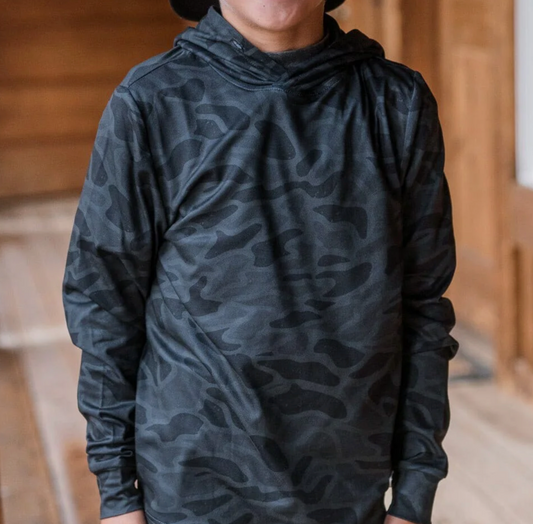 Burlebo | YOUTH Performance Hoodie | Black Camo