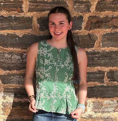 Embroidered Peplum Sleeveless Top | Green + Ivory