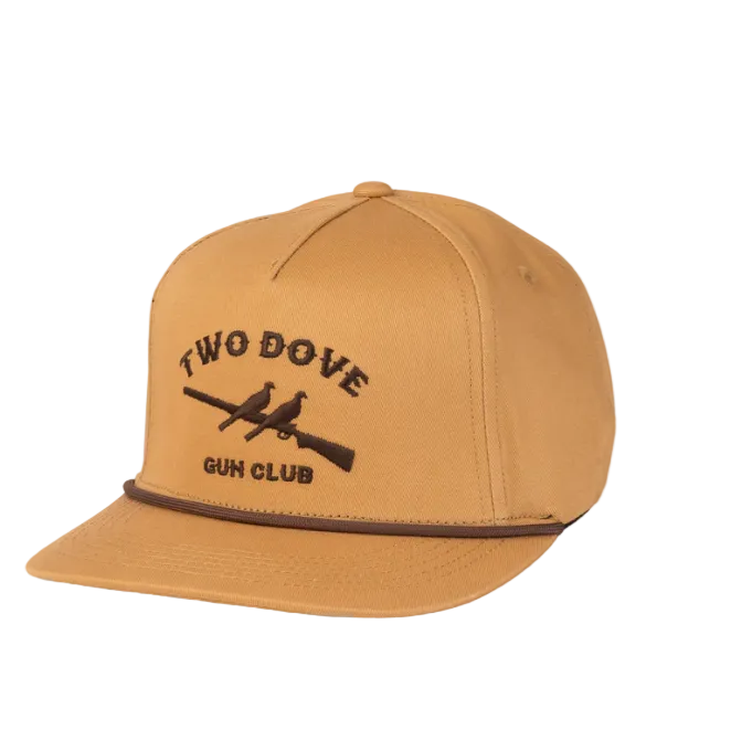 Brown cap with 'Two Dove Gun Club' logo on a white background