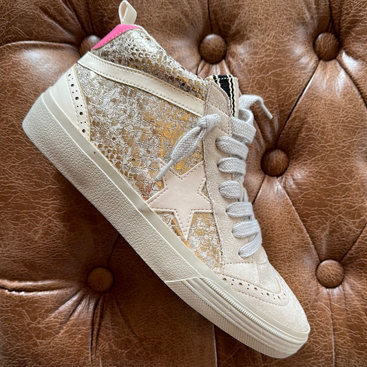Paulina Gold Snake Sneaker | Gold
