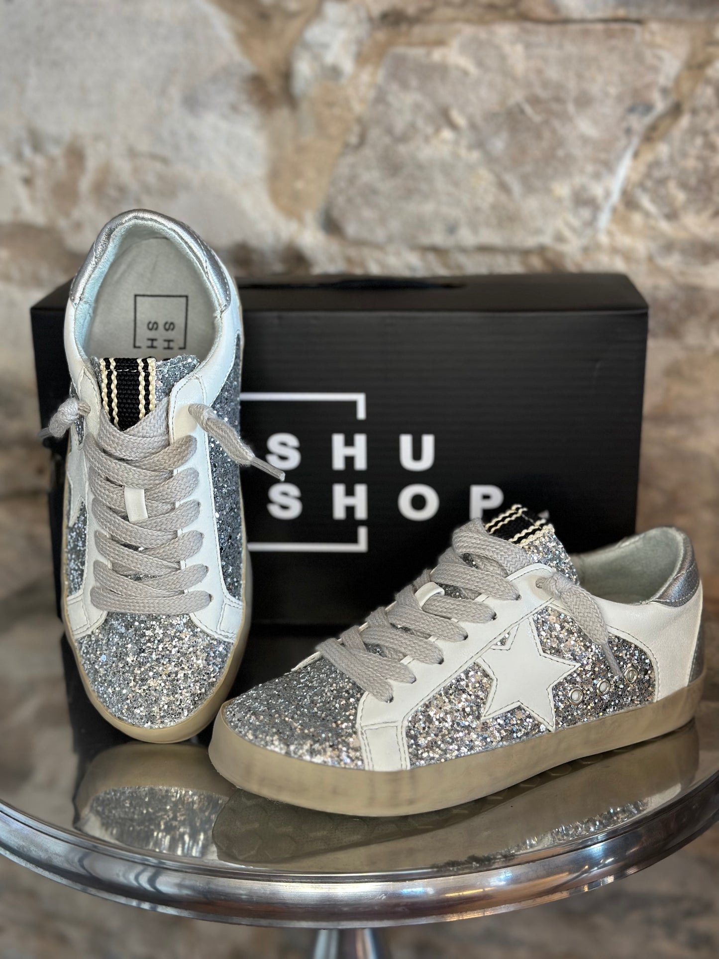 Paris Girls Sneaker | Silver Sparkle