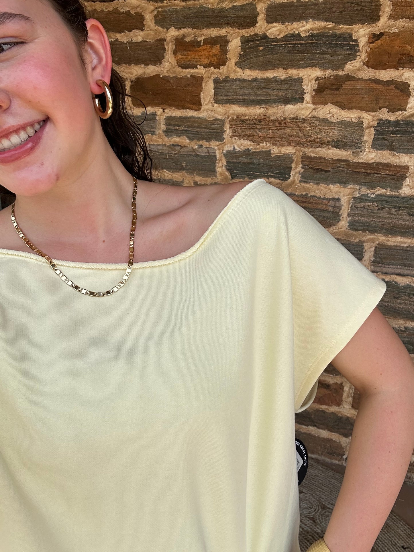 Off-the-Shoulder French Terry Top | Lemonilla