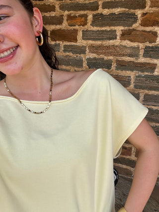 Off-the-Shoulder French Terry Top | Lemonilla