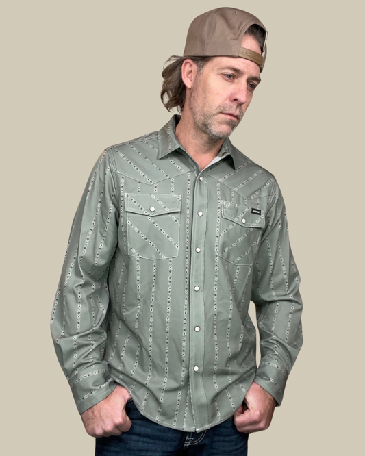 Men's Long Sleeve Pearl Snap