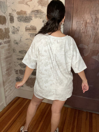 Light Camo Biker Short Set | White