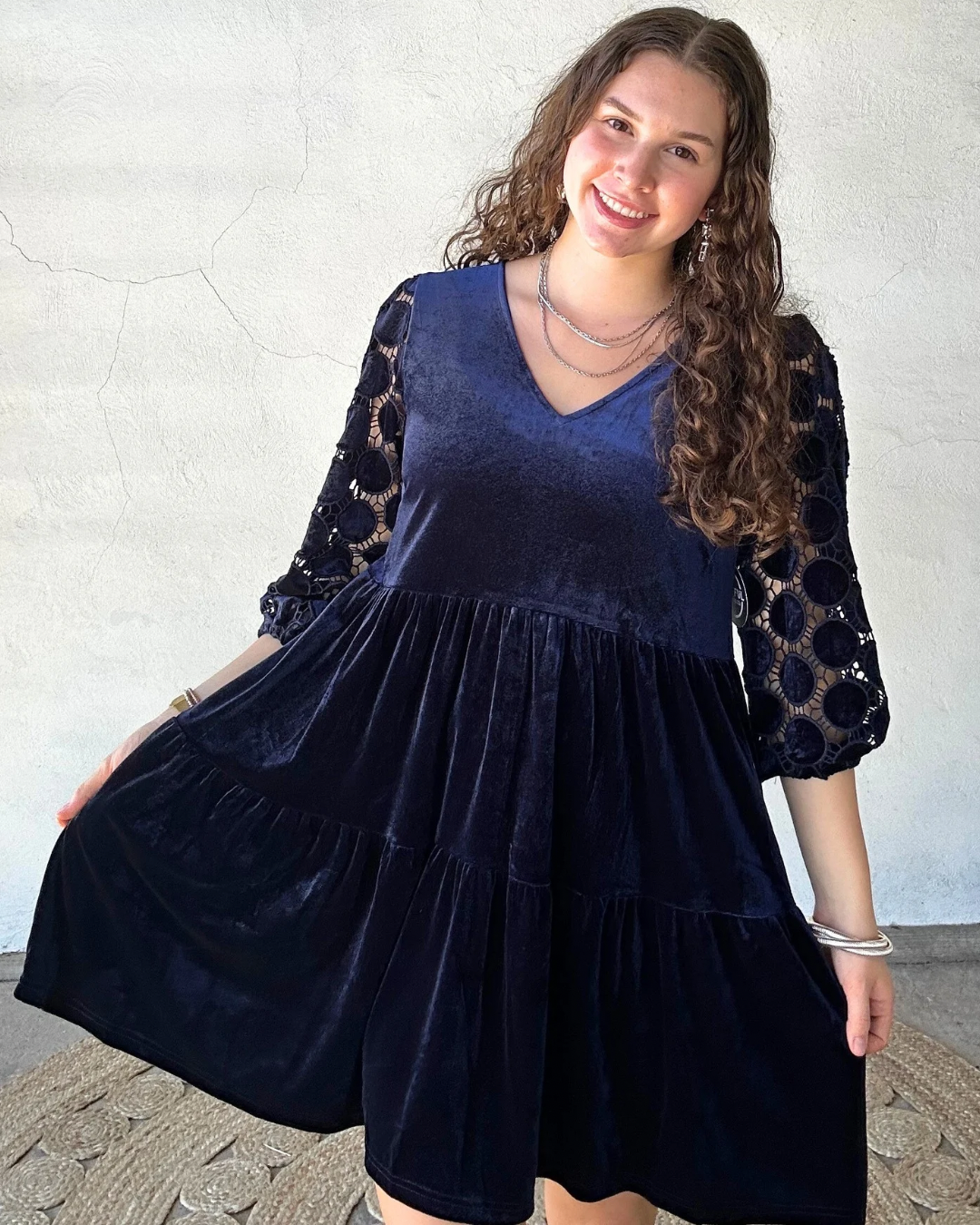 Diana Velvet Mini Dress | Navy