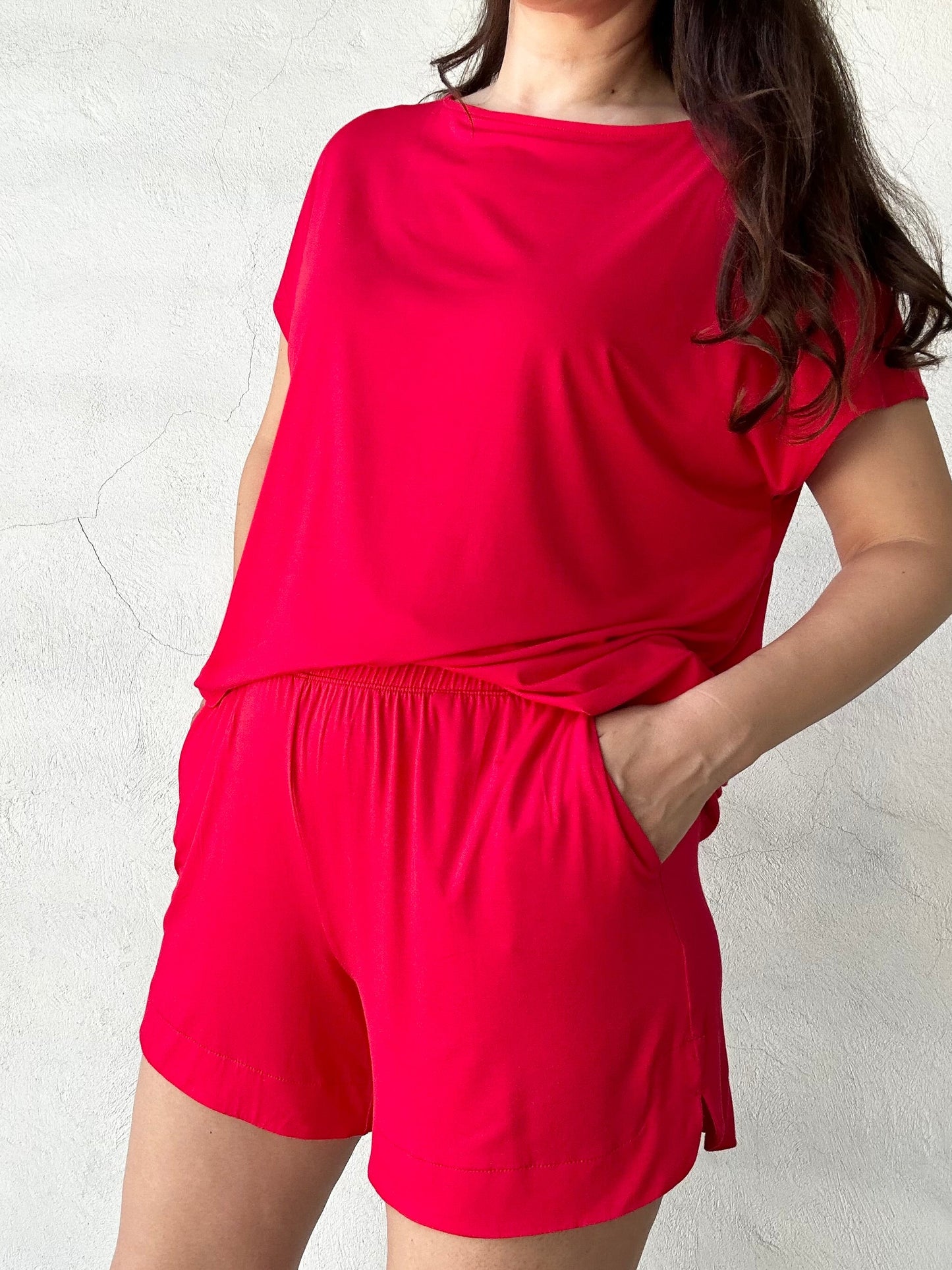 Every Day Set | Short Sleeve Top + Shorts | Red