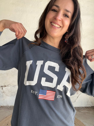 USA Graphic Long Sleeve | Navy