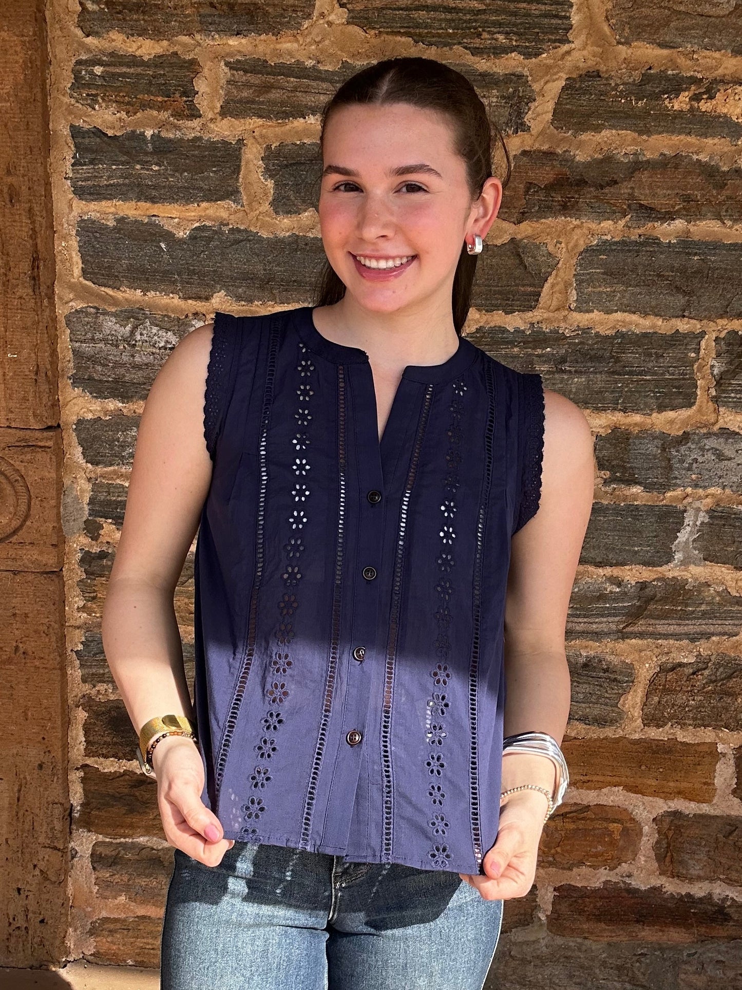 Morgan Sleeveless Top | Navy