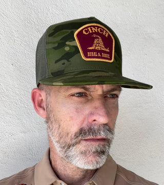 Cinch | Mens Cap | Green Camo w/ Maroon + Gold Logo