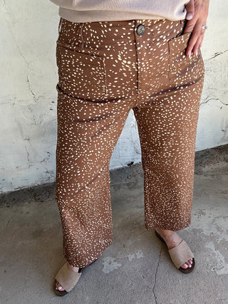 Antelope Print Pants Brown + Ivory